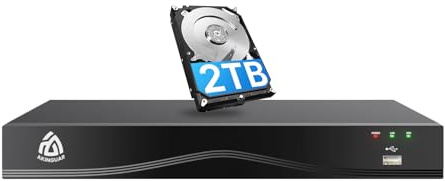 Akinguar 4K PoE NVR 8 Canaux pour Caméra de Sécurité + Disque Dur de 2TO