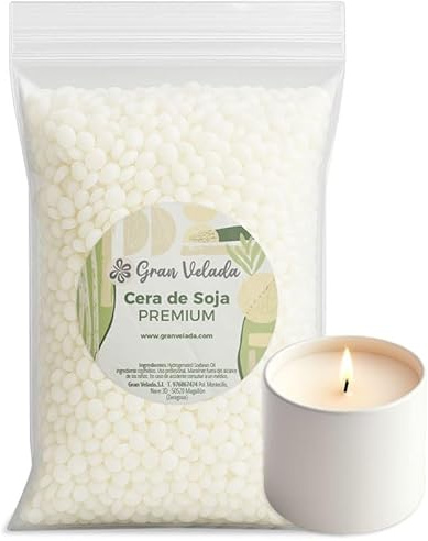 Gran Velada - Cera de Soja Natural para Velas en Vaso 500 g | Cera Vegetal para Velas en recipientes, Masaje y Cosmética | Vegana y en Perlas o Escamas