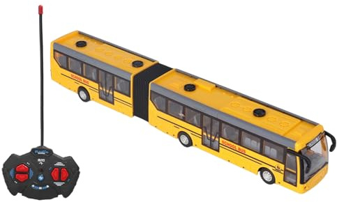 SUPYINI Juguete de autobús escolar teledirigido a escala 1:32, adelante, atrás, giro a izquierda y derecha, autobús teledirigido para, con línea de carga, para aprender de los niños (amarillo)
