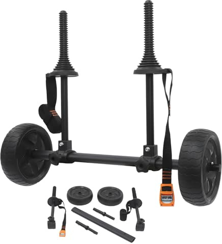 ROGONPDK Carrito de transporte para canoa, carro de kayak ajustable, carro de canoa, 45 kg/99,2 libras, carro de canoa de aluminio ajustable con correas, para el transporte de kayaks y canoas