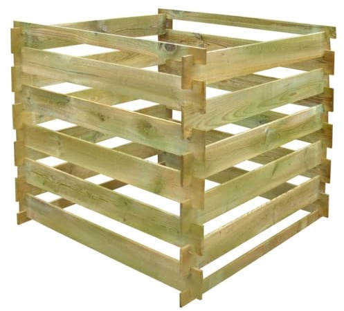 Nqyjm Compostiera a doghe 0,54 m3 quadrata legno per giardino, terrazza, esterno