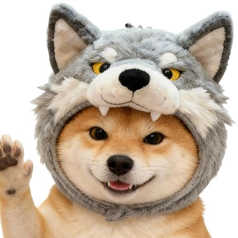 Gorro de peluche animal con diseño de lobo, gorro suave y acogedor, gorro de dibujos animados, divertido disfraz de fiesta | niños, adolescentes, adultos, adolescentes, familia, amigos