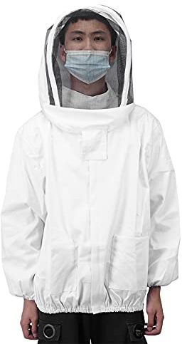 SUPYINI Chaqueta de apicultor con doble cremallera para apicultores profesionales, poliéster, algodón, gris, 1 unidad, Blanco, #312