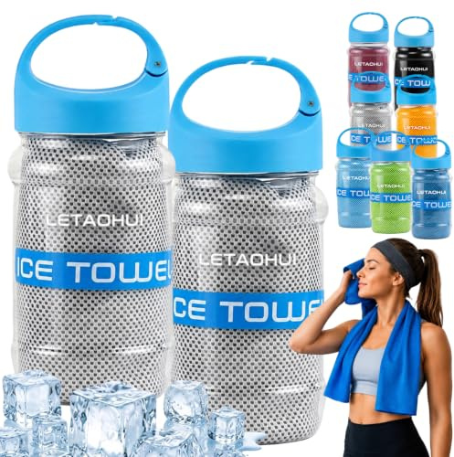 2PCS Cooling Towel (40x12), Cooling Towels for Hot Weather, Microfiber Ice Cool Towel for Neck, Gym Towels for Men & Women, Sports Gift for Golf, Tennis, Running, Marathon Runner, Triathlon, Fitness