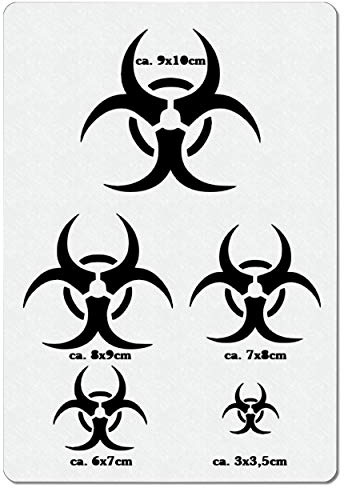 Plantilla de Aerógrafo Herterich Products para Riesgo Biológico | Plantilla para Tatuaje y Graffiti | Diseño Preciso | Reutilizable y Resistente a los Disolventes