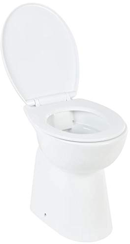 Tidyard Hohe Spülrandlose Toilette WC Sitz Abwaschen Soft-Close 7 cm Höher Keramik Weiß
