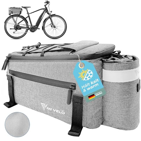 MIVELO - Fahrradtasche für Gepäckträger - Kühltasche Fahrrad - isolierte Gepäckträgertasche - wasserabweisend - 10L - grau