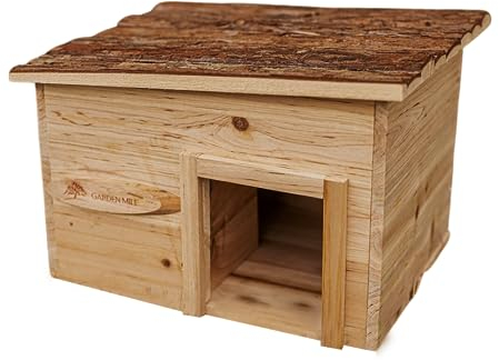 garden mile Casa di riccio e riparo di ibernazione durevole in legno resistente a prova di predatore per esterni, stazione di alimentazione per habitat e copertura per tetto in feltro per la casa