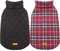 Kuoser Hundemantel Winter für Große Hunde - Fleece Wasserdicht und Warm, Outdoor Hundejacke mit Geschirr Loch, Karierte Wendejacke, 3XL