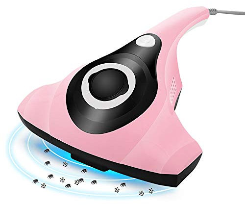 Samnuerly Aspirador Ácaros con Luz 300W Filtro 500ML Contenedor de Polvo Alergia Limpieza Eficiente Los Ácaros en Colchones, Sofás y Alfombras Rosa 220V