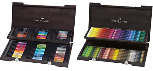 Faber-Castell 167400 - Tuschezeichner Pitt artist pen, 90 Stück im Holzkoffer & 110013 - Buntstifte Polychromos, im 120er Holzkoffer