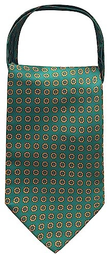 WANYING Herren Krawattenschal Ascotkrawatte Schal Cravat Ties Halstuch Classic Retro Schick für Gentleman - Blümchen Muster Dunkelgrün