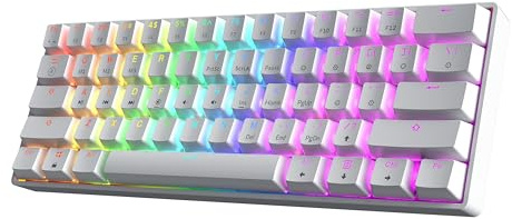 HK GAMING GK61 SE 60% | Mechanical Gaming Keyboard | 61 Keys Multi Color RGB LED Backlit for PC/Mac Gamer | US Layout (White, Mechanical Brown)