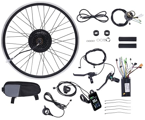 JINPRDAMZ 24 Zoll 500W 36V Ebike Umbausatz mit LCD Display, Frontmotor Fahrrad E-Bike Hub Umbausatz, E-Bike Vorderrad Umbausatz Kit Elektrofahrrad Umbausatz