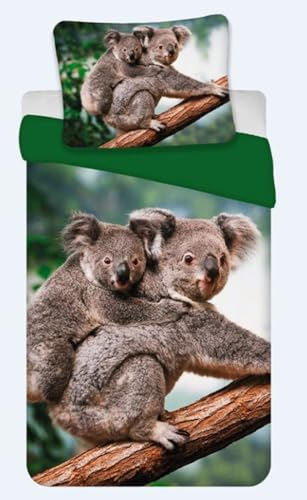BrandMac Bettwäsche Set mit Koala 135 x 200 cm 80 x 80 cm 100% Baumwolle