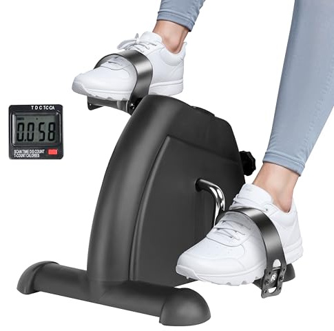 YSSOA Pedal Exercise Bike, Under Desk Bike Pedal Exerciser, Portable Mini Exercise Bike for Arms and Legs Workout, Resistance Adjustable, Lightweight Size for Saving Space