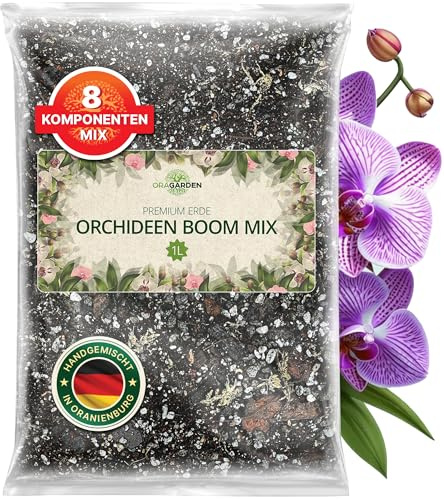 ORAGARDEN Orchideen Mix - 8 Komponenten Blumenerde für Zimmerpflanzen und Garten - 1L Orchideenerde und Substrat für Pflanzen, Palmen, Blumen
