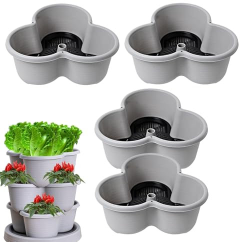 Zibeem Piantatrice di giardini verticali, torre di fioriera verticale | Torri da giardino a 4 livelli per verdure - di giardinaggio interno, vasi di giardinaggio con vassoio e ruote flessibili per uso