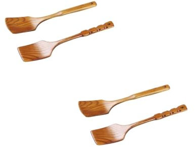 PRETYZOOM 2 Series Aparato De Cocina De Madera Sartén Cacerola Pala Antiadherente Pala De Comida Gadget De Cocina Accesorios De Cocina Light Brown 2 Piezas*2