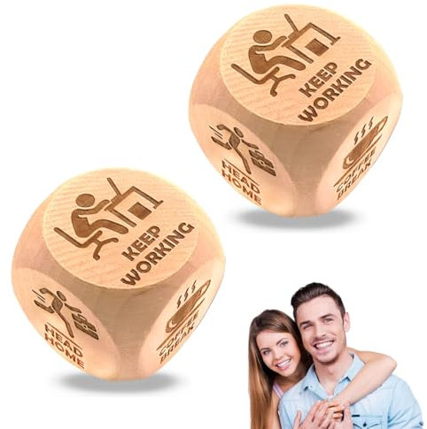 DWFEYOI 2 pièce Bois Cube Anti Stress, avec 6 actions amusantes pour soulager le stress, cadeau pour collègues, bureau, cadeau anti-stress pour les employés