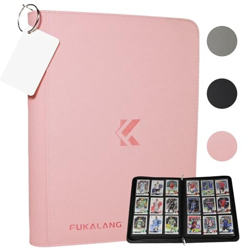 Trading Card Binder 9 Pocket with Premium Metal Zippers and 540 Side Loading Pockets, Ringless Lockable Zippered Album, Cards Collection Folder for TCG, MTG, Sport Card, Game Cards (Pink)