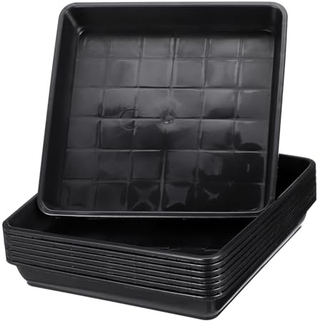 TOYANDONA Bandejas para Bonsáis de Plástico Negras 8 Unidades 12x12 Cm Interior 10,5 Cm para Jardinería y Protección de Superficies, Prácticas, Ligeras y Fáciles de Limpiar