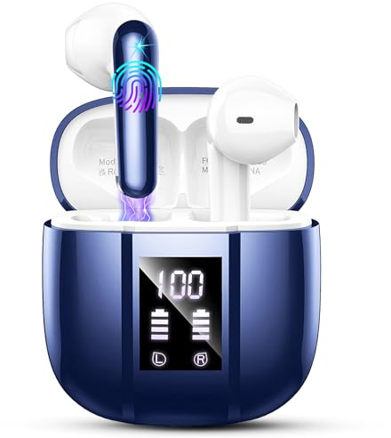 Auriculares Inalambricos Bluetooth In-Ear, Auriculares Bluetooth 5.4 con 4 ENC Cancelacion Ruido HD Mic, 48H Estéreo HiFi, Cascos Inalambricos Running IP7 Impermeable/Pantalla LED/Carga Rápida Tipo-C