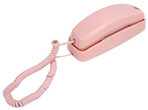 SENECESLI Teléfono con Cable, Cables de Luz de Montaje en la Pared: Teléfono de Casos -Trimline con Mini Amigable para Personas Mayores para la Oficina (Rosado)