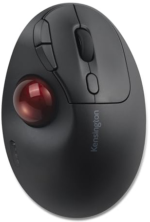 Kensington TB450A Trackball Mouse wireless, Bluetooth LE e connessione 2,4 GHz, 4 opzioni DPI, per collegare fino a 3 dispositivi (K72174WW), nero-rosso