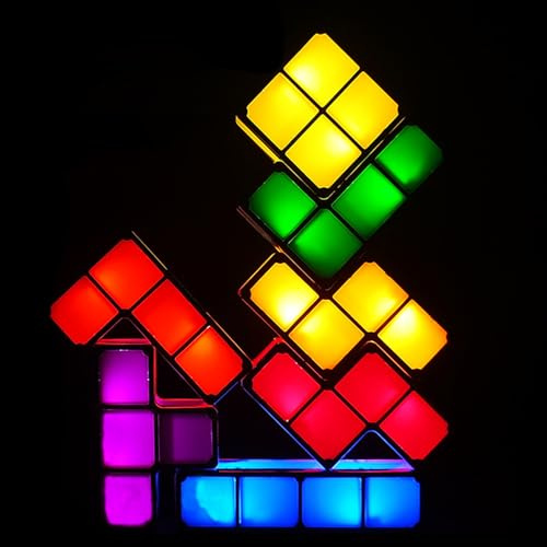 HOVCEH Stackable Night Light, DIY Stackable LED Light 7 Colors, 3D Puzzle Light, Creative Night Light, Novelty Desk Lamp for Gaming Room, Bedroom & Home Office Decor, Gifts for Kids, Teens, Gamers
