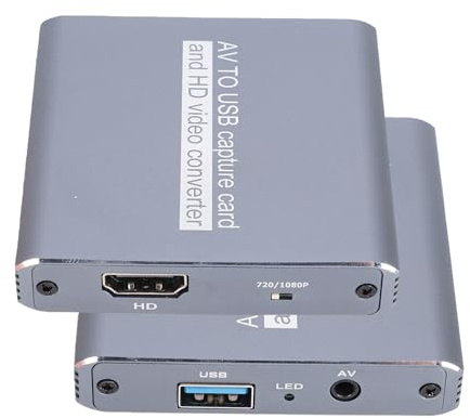Plyisty VHS Till Digital Converter, USB Video Capture Card Analog Till Digital för Hi8/VCR/DVD/AV, AV HDMI Adapter, Spara Gamla Videor Bärbar Dator