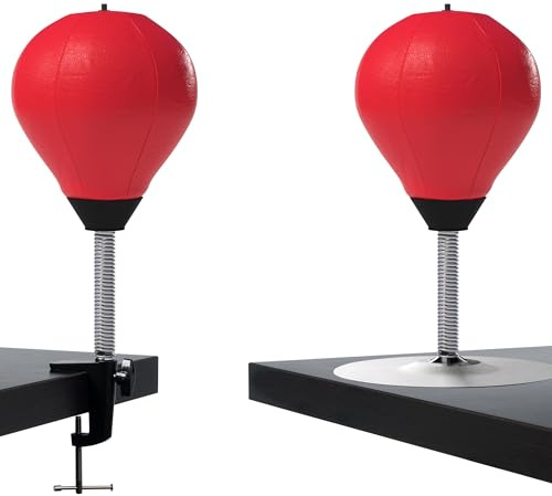 GLACIAL Stress Relief Desktop Punching Bag I Comes with Desk Clamp and Extra Strong Suction Cup I Red