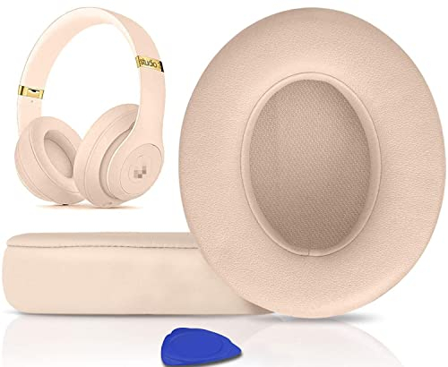 SoloWIT® Coussinets d'oreille, Oreillettes de Remplacement pour Beats Studio 3 et Studio 2 Casque Circum-aural, Cache-Oreilles Couverts en Cuir Protéine, Supression de Bruit Mousse à Mémoire