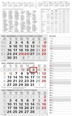 Kombi 3-Monatskalender 2026 großer Wandkalender für Büro Dreimonatskalender