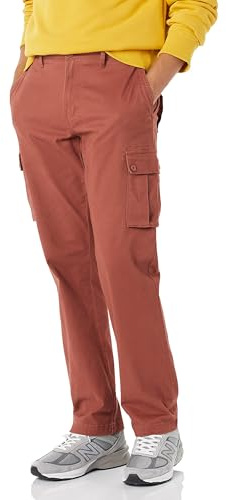 Amazon Essentials Men's Straight Fit Stretch Cargo Work Trousers (Available in Big and Tall), Clay, 42W / 32L
