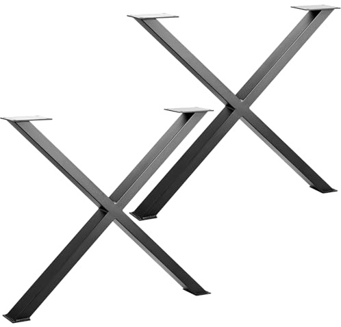 1 paire de Cadres de Table Forme de X Noir Mat Profile 80 x 40 mm Hauteur: 710 mm Profondeur 820 mm Piètement de table Design industriel Support Pied de Table de SO-TECH