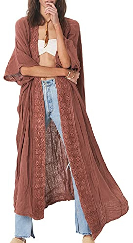 YOUKD Robe Kimono Longue Bohème pour Femmes Maillot De Bain De Plage Cardigan Grande Taille Couvrant Les Robes