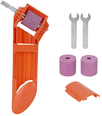 Borrslipare, korundslipskiva Borrslipningsverktyg, portabelt orange borrdrivet verktyg, skärborrverktyg med 2 skiftnyckelverktyg och 3 slipstenar, borrslipare bärbart diamantslipverktyg rakt skaf