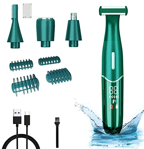 YEAHTOP Rasoio Elettrico 4 in 1 Epilatore Rifinitore Sopracciglia Depilazione Indolore, con Schermo LED, Rasoio a Secco e Bagnato per Zona Bikini Viso Ascelle Gamba Naso