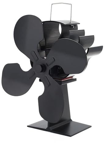 BAUBUY 122 ° F Start Slight Silent Heat Powered Food Fan Ventilador 4 Hoja Negro Pequeño for Gas/Pellet/Pellet/Madera/Log Burning Stetes
