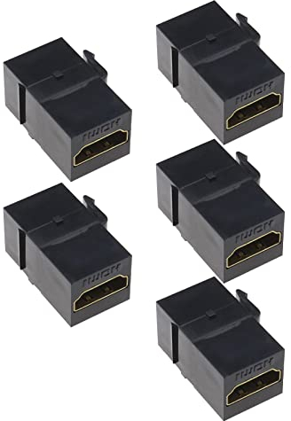 ECSiNG 5 acopladores HDMI Keystone Hembra a Hembra 3D 4K acoplador Adaptador para Reproductor BLU-Ray Streaming Reproductor de Video HDTV proyector computadora Negro