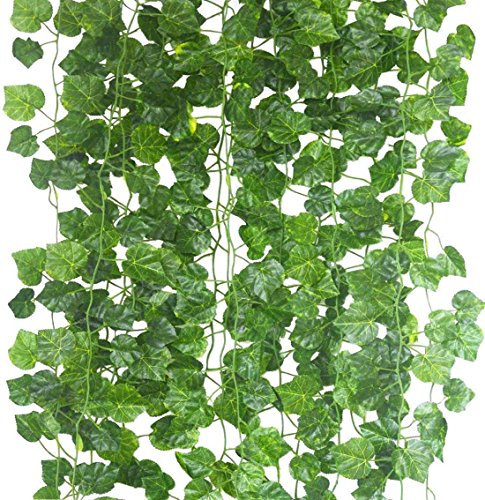 ARIATI 12 x Strands Total Length 84 Ft / 24 metre Grape Garland Fake Vines Artificial Ivy Leaves Plants Hanging Greenery Plant Garland for Bedroom Office Wall Decor Indoor Outdoors