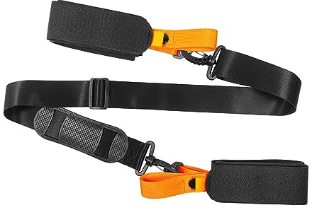 LZZEM Adjustable Ski Carrier Strap – Padded Shoulder Sling for Skis, Hands-Free Ski Carrying Strap for Ski Equipment Transport, Skiing Gear Accessory for Men & Women