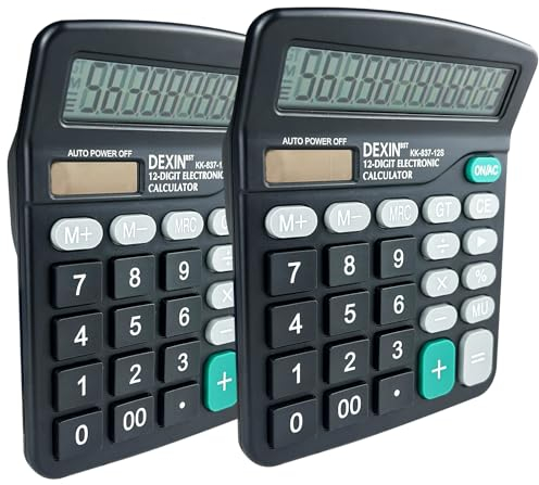 Nutabevr 2er-Pack 12 stelliger Taschenrechner mit Dual-Power (Solar und Batterie), büro und Home Style Calculator mit großem LCD-Display und empfindlicher Taste, für Schule, Büro, Zuhause, Geschäft
