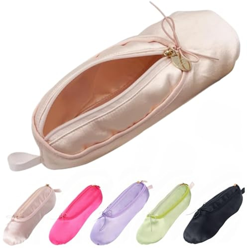 CECKQUE Ballet Dance Shoe Makeup Bag For Little Girls, Ballerina Slipper Makeup Pouch Bag, Ballet Pointe Shoes Gifts (Pink)