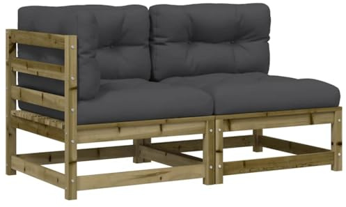 vidaXL Gartensofa mit Kissen 2-Sitzer Kiefernholz Imprägniert