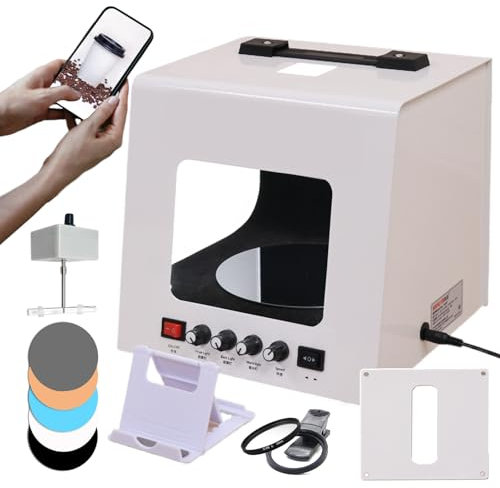 Caja de luz para estudio fotográfico, caja de luz portátil para fotografía, mini carpa para fotografía con luces LED regulables y fondos, admite colocación o suspensión, rotación 360°,TB30