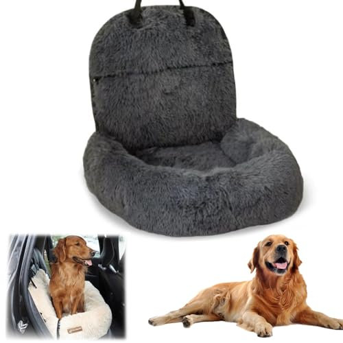 Pelzbarn Autositz Hund, Pelzbarn Hundebett Auto, Hundeautositz Hundesitz, Abnehmbar Und Waschbar Hundesitz Mit Dicken Kissen (Grey, XL(110 * 60cm))