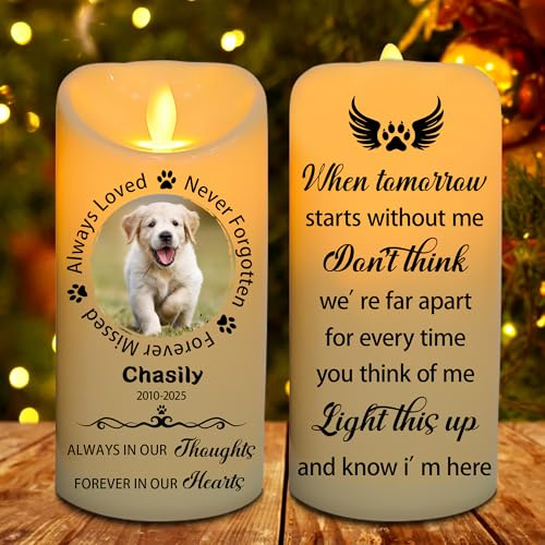 MHJUFGD Personalised Dog Memorial Candle Lamp Custom Name Light This Up and Know I'm Here Candle Decoration Memorial Gift for Loss of Dog Loss of Pet Sympathy Gifts for Dog Owners (Style 11)