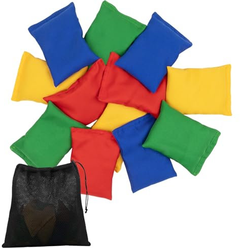 WOFEU 12pcs Bean Bags Throwing,3.2″x4.8″ Toss Beanbags for Kids Easy Grip, Mini Corn hole for Teenagers Tossing, Double Stitching Beanbag for Juggling Sports Outdoor Family Party Games